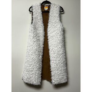 C&C CALIFORNIA Faux Shearling/Faux Suede Reversible Long Line Cardigan, Sz S